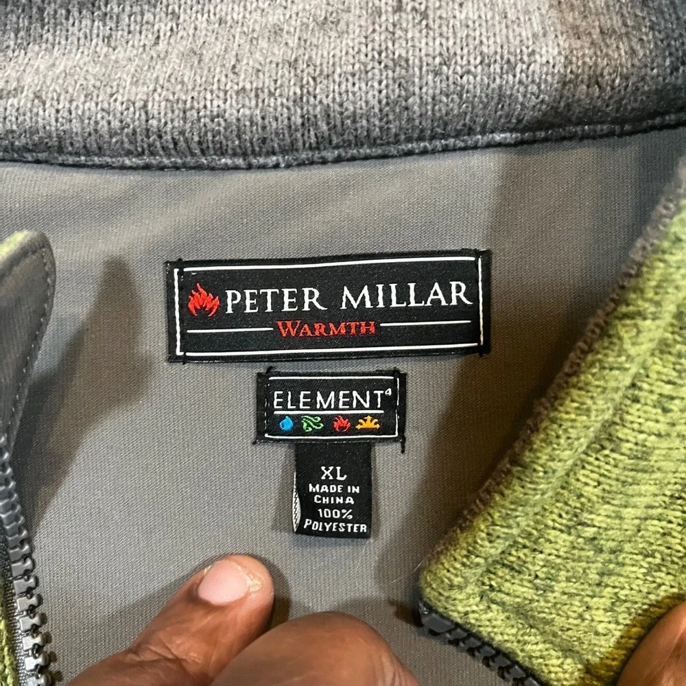 Peter Millar Warmth Element 4 Vest Mens XL Green Full Zip Knit Fleece Lined